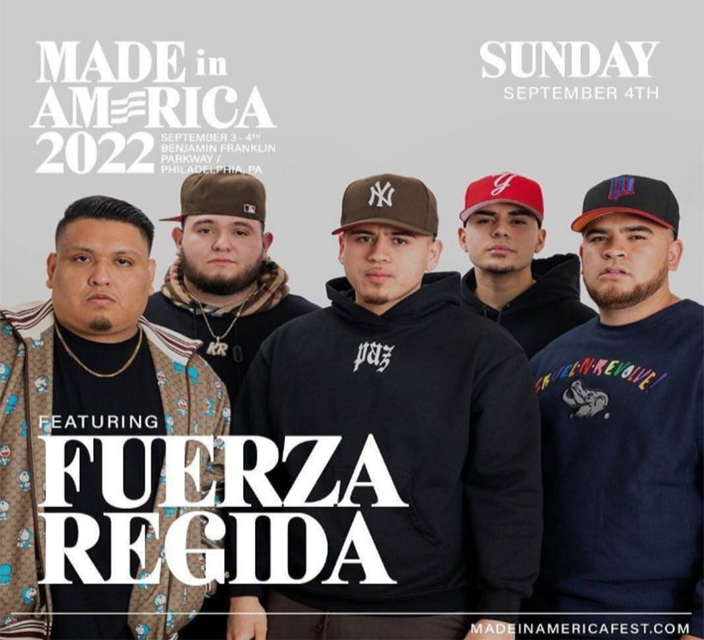 Fuerza Regida participará en el festival “Made in América 2022” El