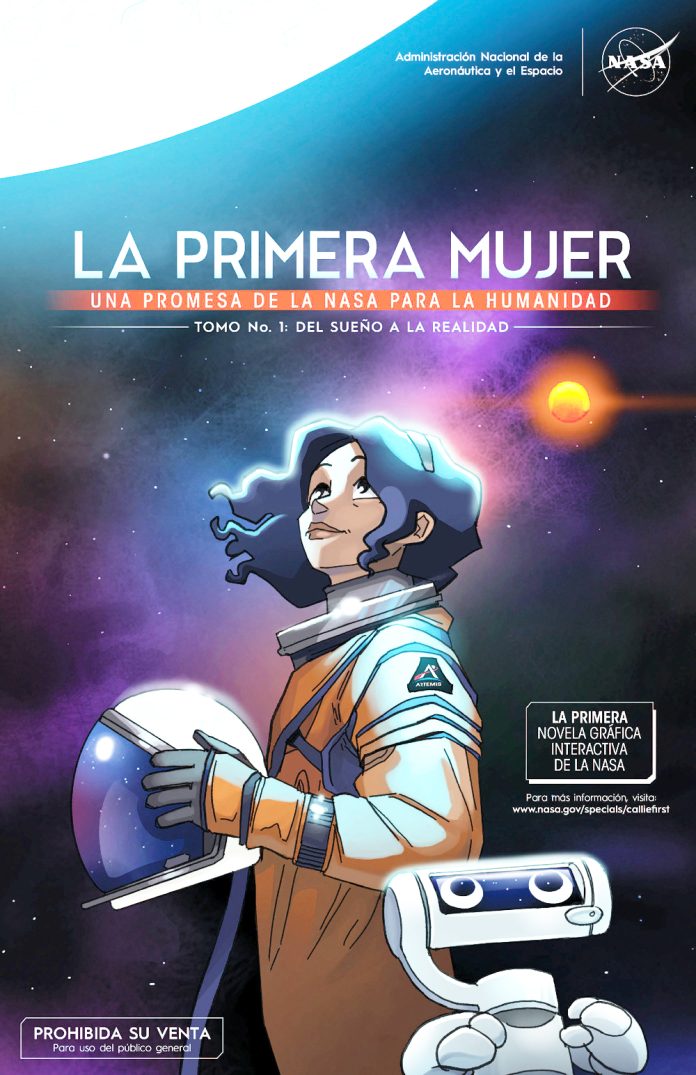 Callie Rodríguez, la primera mujer que camina por la Luna en caricatura de la NASA